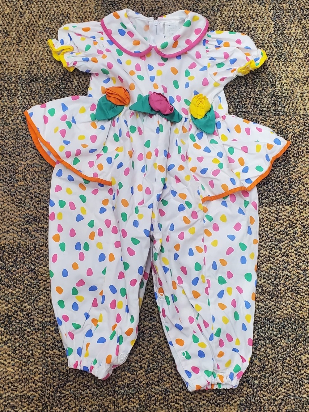 Vintage Unbranded White Polka Dot Baby Jumpsuit 80s - 90s